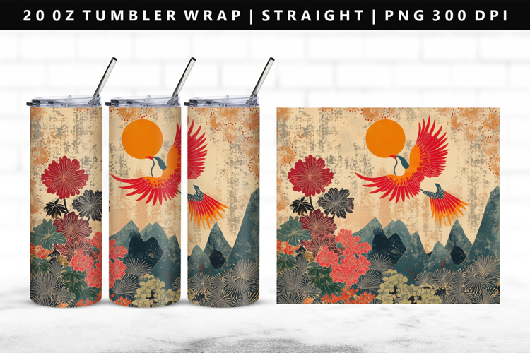 Hanafuda 20oz Tumbler Wrap | Sublimation PNG Design