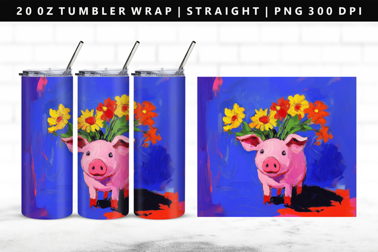Pig 20oz Tumbler Wrap | Sublimation PNG Design