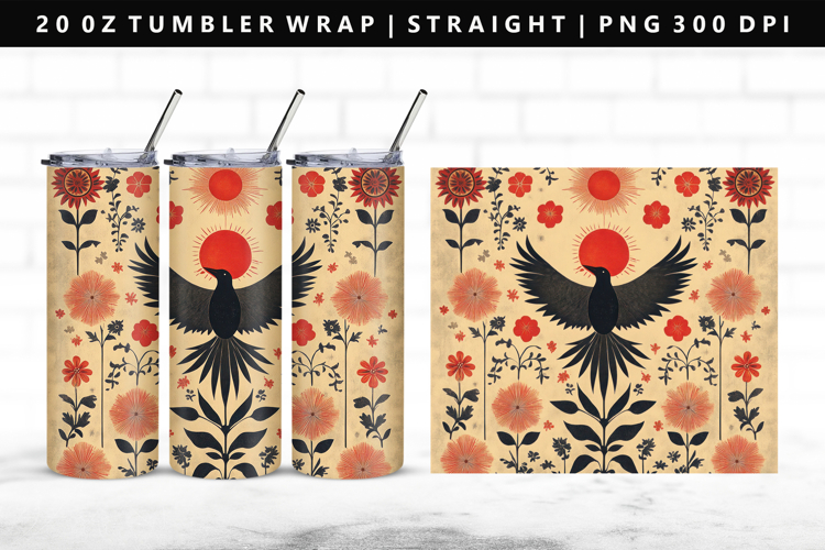 Hanafuda 20oz Tumbler Wrap | Sublimation PNG Design