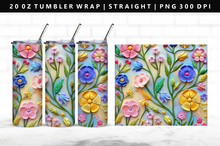 Flower 20oz Tumbler Wrap | Sublimation PNG Design