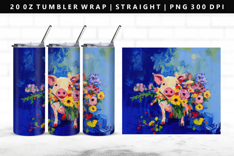 Pig 20oz Tumbler Wrap | Sublimation PNG Design