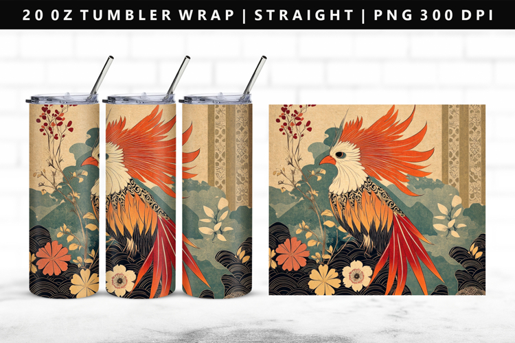 Hanafuda 20oz Tumbler Wrap | Sublimation PNG Design