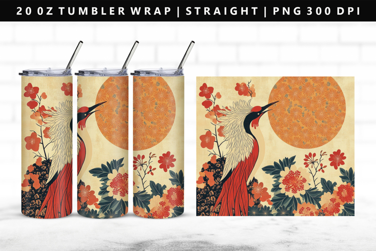 Hanafuda 20oz Tumbler Wrap | Sublimation PNG Design