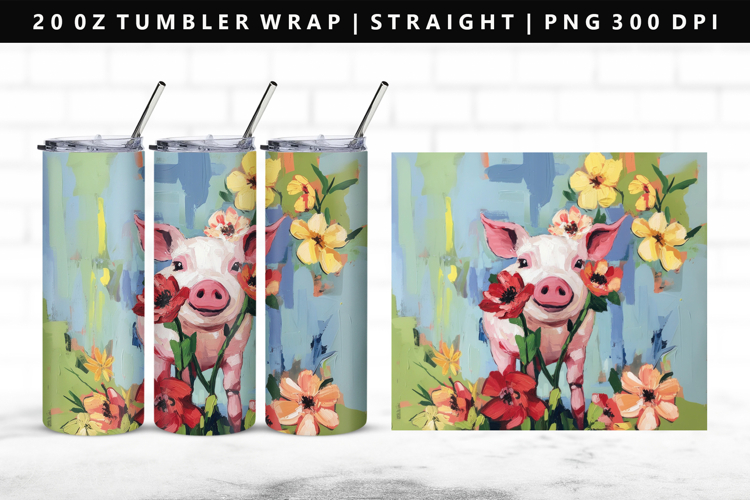 Pig 20oz Tumbler Wrap | Sublimation PNG Design