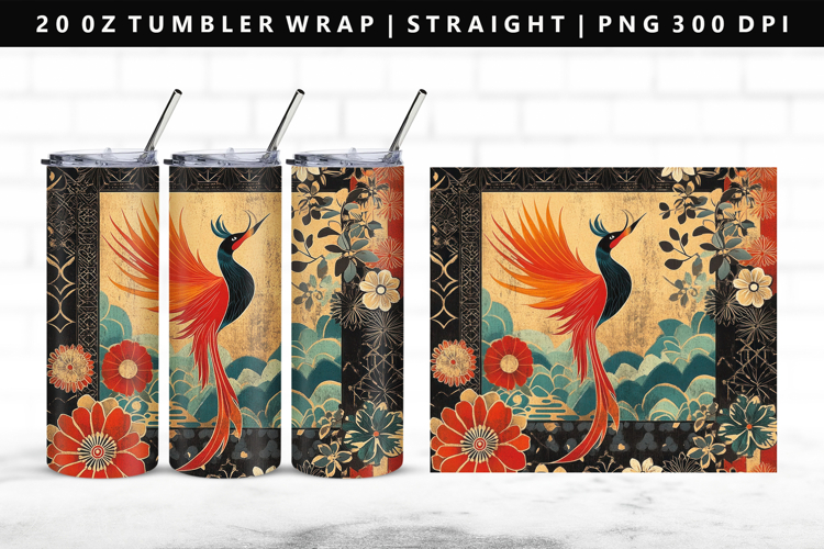Hanafuda 20oz Tumbler Wrap | Sublimation PNG Design