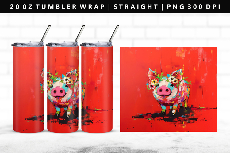 Pig 20oz Tumbler Wrap | Sublimation PNG Design