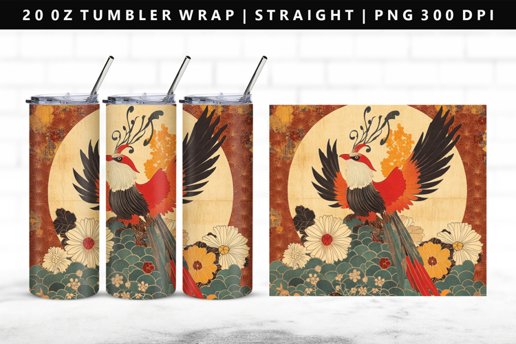 Hanafuda 20oz Tumbler Wrap | Sublimation PNG Design