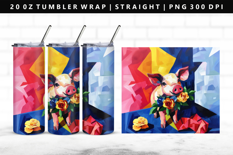 Pig 20oz Tumbler Wrap | Sublimation PNG Design