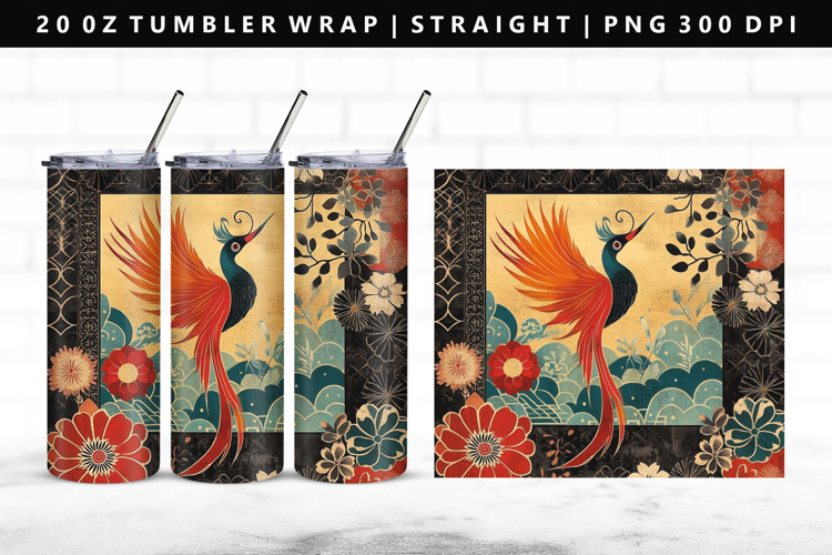 Hanafuda 20oz Tumbler Wrap | Sublimation PNG Design