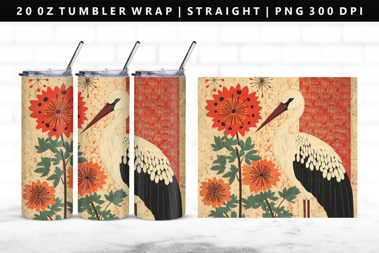 Hanafuda 20oz Tumbler Wrap | Sublimation PNG Design