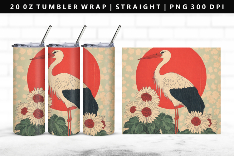 Hanafuda 20oz Tumbler Wrap | Sublimation PNG Design