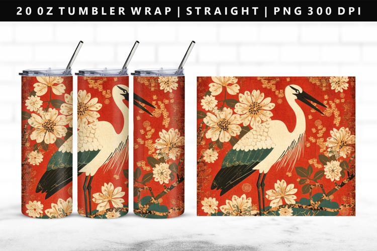 Hanafuda 20oz Tumbler Wrap | Sublimation PNG Design