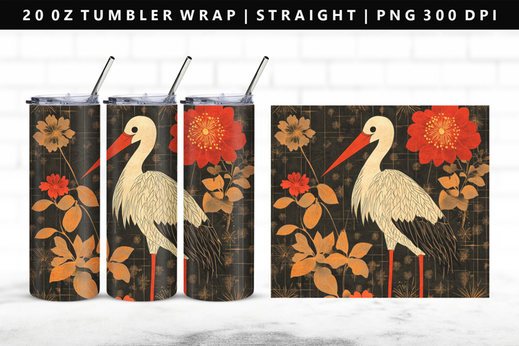 Hanafuda 20oz Tumbler Wrap | Sublimation PNG Design