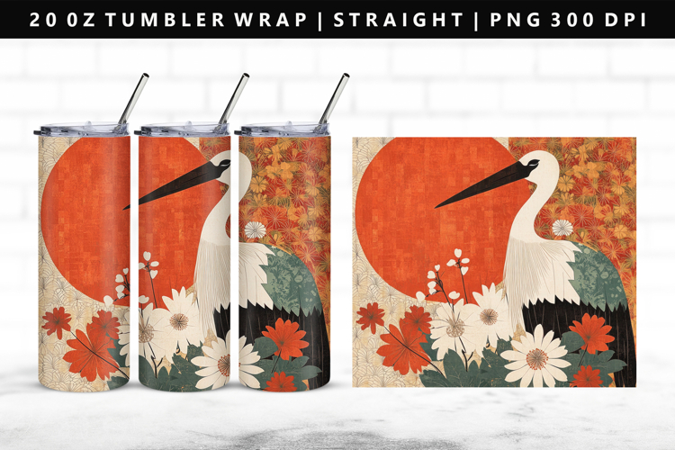 Hanafuda 20oz Tumbler Wrap | Sublimation PNG Design