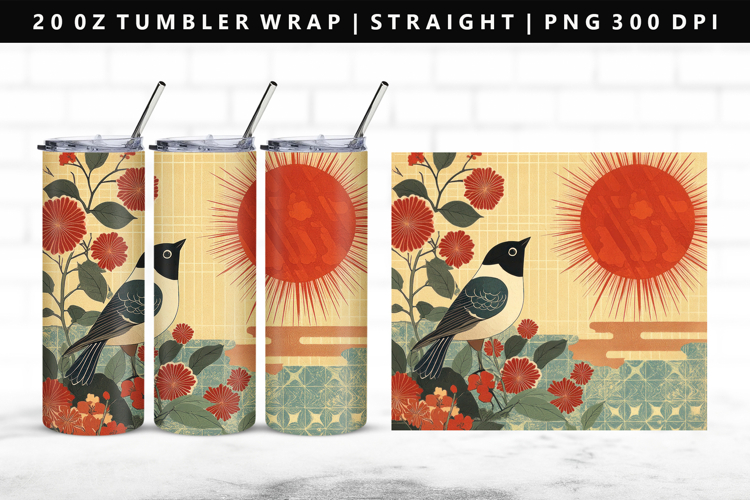 Hanafuda 20oz Tumbler Wrap | Sublimation PNG Design