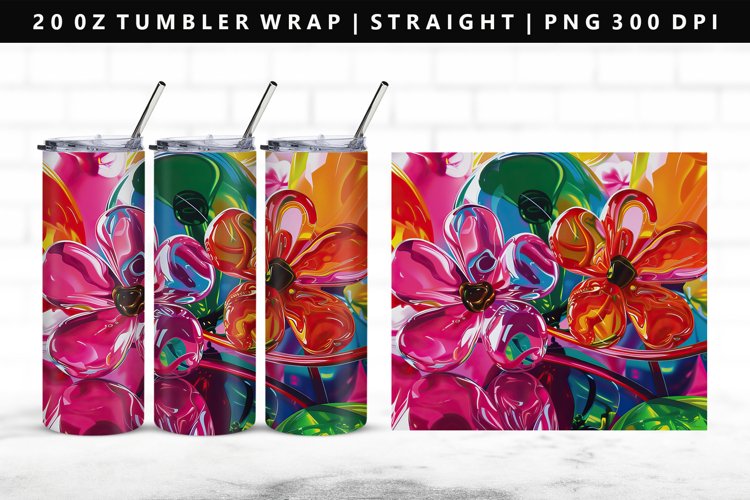 Flower 20oz Tumbler Wrap | Sublimation PNG Design