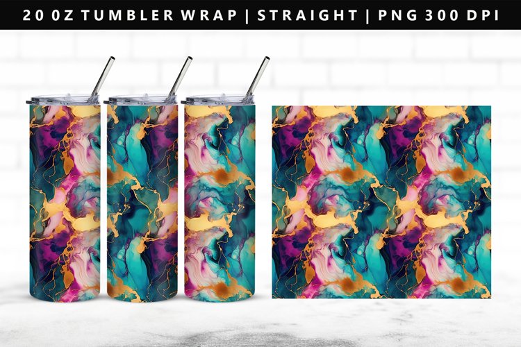 Alcohol Ink 20oz Tumbler Wrap | Sublimation PNG Design