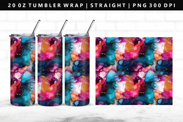 Alcohol Ink 20oz Tumbler Wrap | Sublimation PNG Design