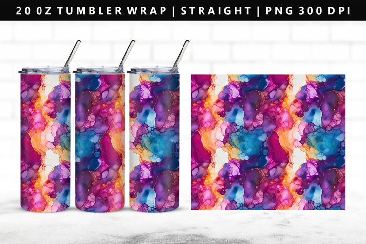 Alcohol Ink 20oz Tumbler Wrap | Sublimation PNG Design