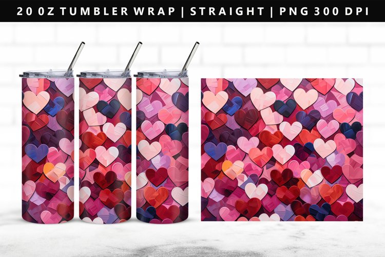 Heart 20oz Tumbler Wrap | Sublimation PNG Design