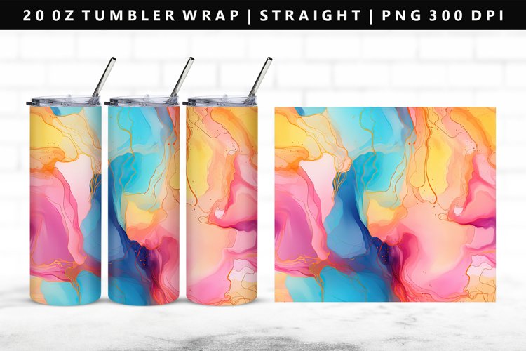 Alcohol Ink 20oz Tumbler Wrap | Sublimation PNG Design