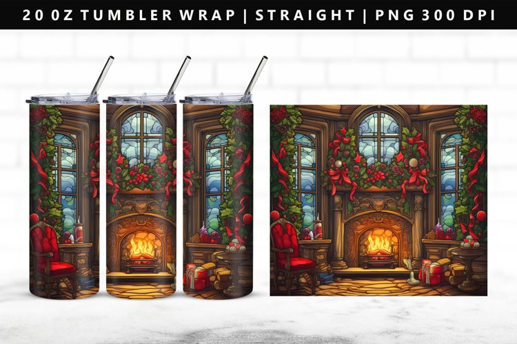 Fireplace 20oz Tumbler Wrap | Sublimation PNG Design