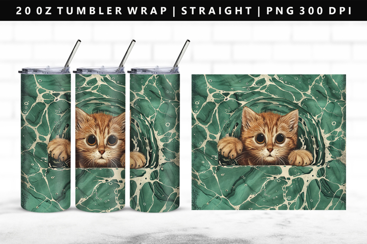 Colored Cats 20oz Tumbler Wrap | Sublimation PNG Design example image 1