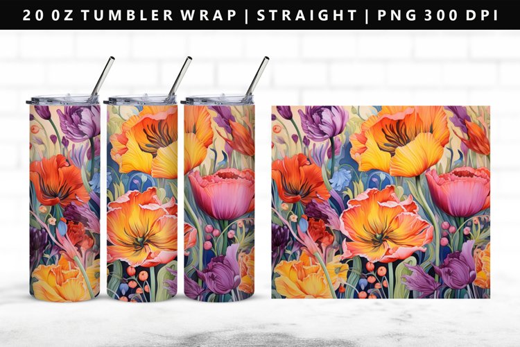 Flower 20oz Tumbler Wrap | Sublimation PNG Design