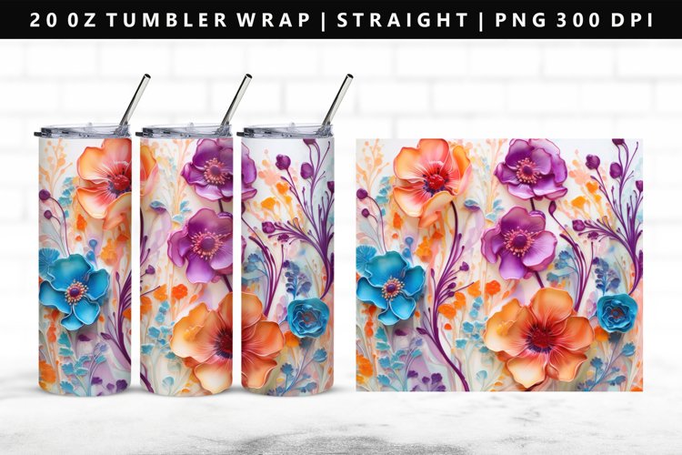 Flower 20oz Tumbler Wrap | Sublimation PNG Design