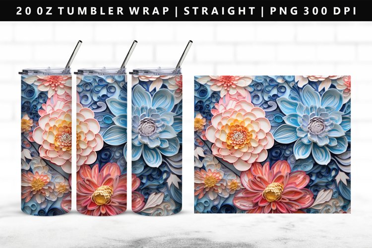 Flower 20oz Tumbler Wrap | Sublimation PNG Design