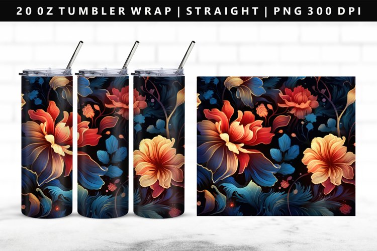 Flower 20oz Tumbler Wrap | Sublimation PNG Design