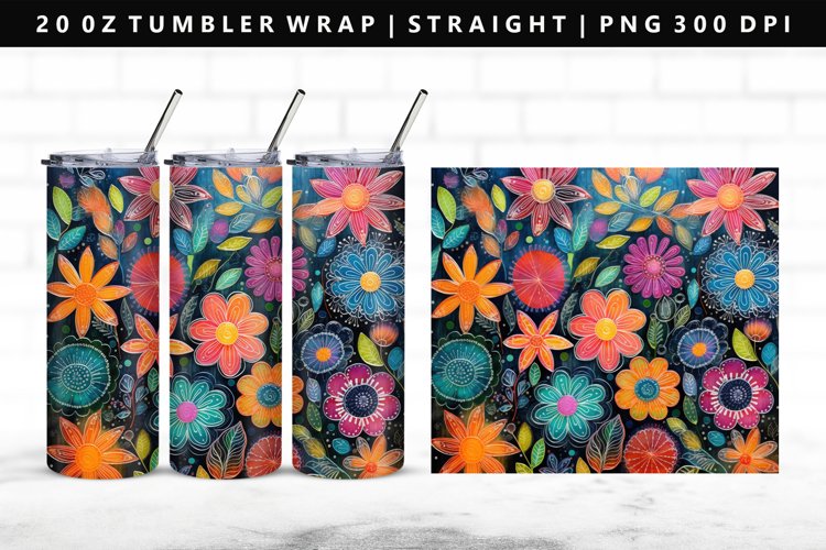 Flower 20oz Tumbler Wrap | Sublimation PNG Design