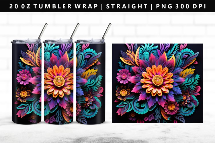 Flower 20oz Tumbler Wrap | Sublimation PNG Design