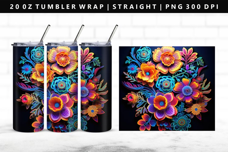 Flower 20oz Tumbler Wrap | Sublimation PNG Design