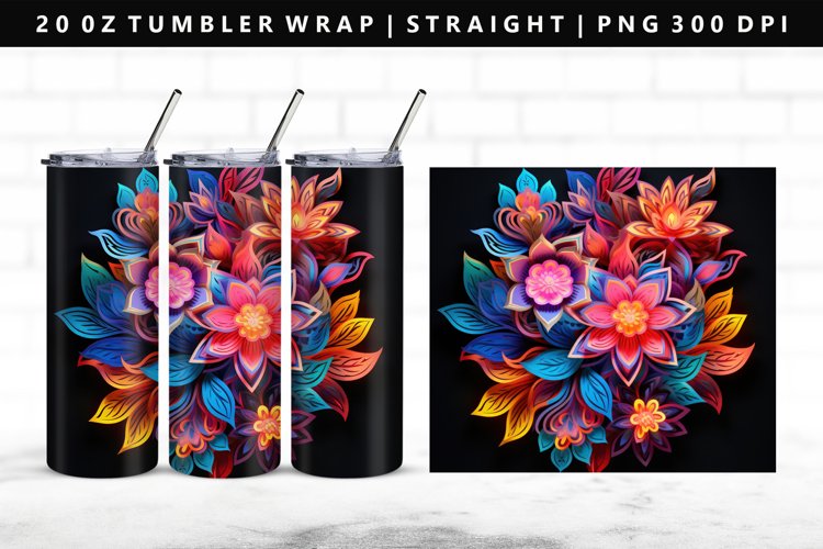 Flower 20oz Tumbler Wrap | Sublimation PNG Design