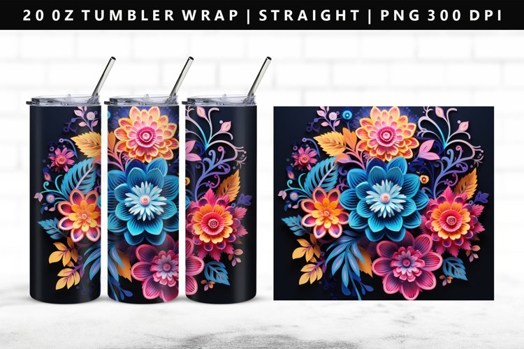 Flower 20oz Tumbler Wrap | Sublimation PNG Design