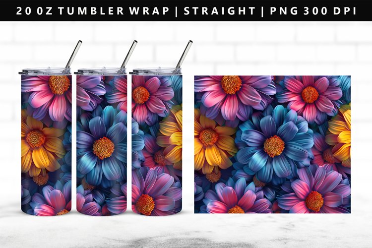Flower 20oz Tumbler Wrap | Sublimation PNG Design