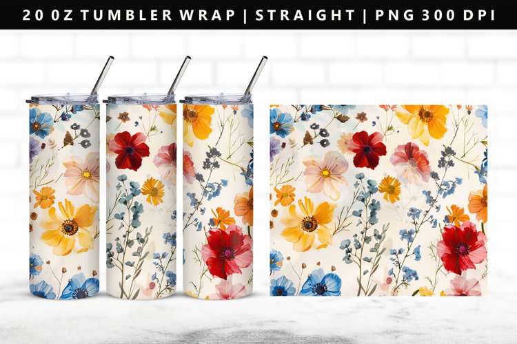 Flower 20oz Tumbler Wrap | Sublimation PNG Design