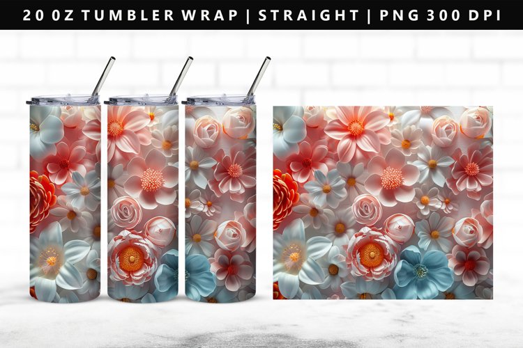 Flower 20oz Tumbler Wrap | Sublimation PNG Design