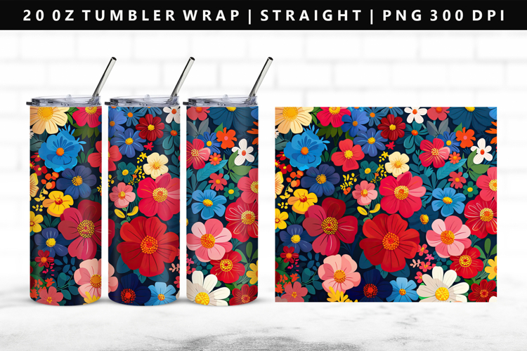 Flower 20oz Tumbler Wrap | Sublimation PNG Design