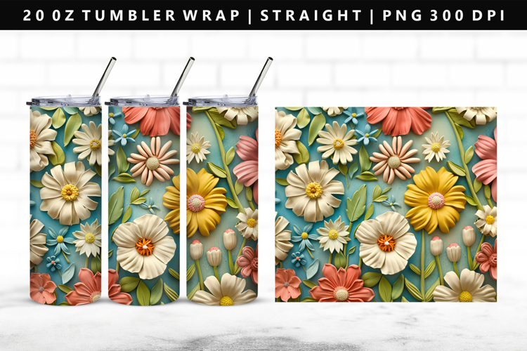 Flower 20oz Tumbler Wrap | Sublimation PNG Design