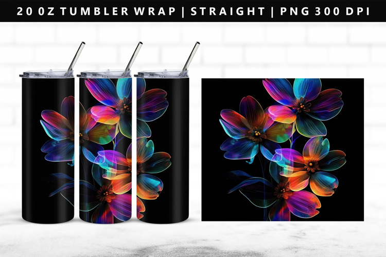 Flower 20oz Tumbler Wrap | Sublimation PNG Design