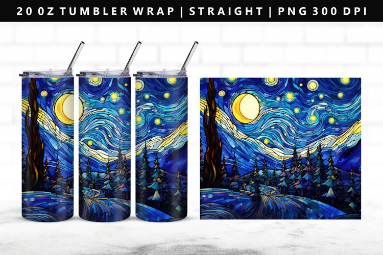 Starry Night 20oz Tumbler Wrap | Sublimation PNG Design