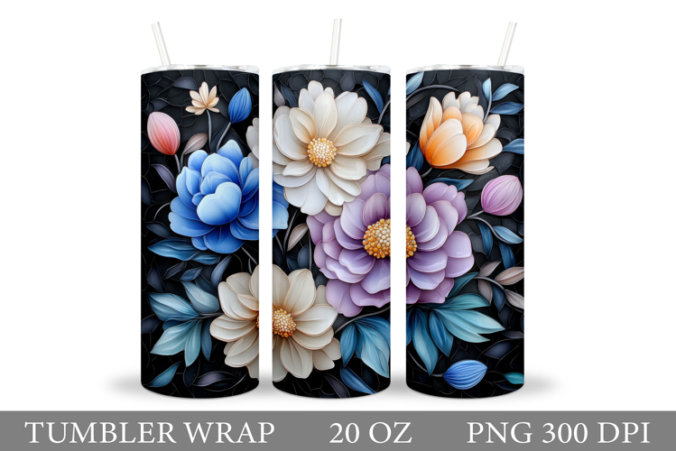Floral Tumbler Design. Flowers Tumbler Sublimation