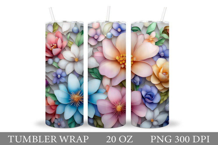 Floral Tumbler Design. Flowers Tumbler Sublimation