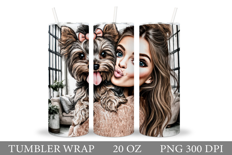 Girl and Dog Tumbler Design. Tumbler Sublimation