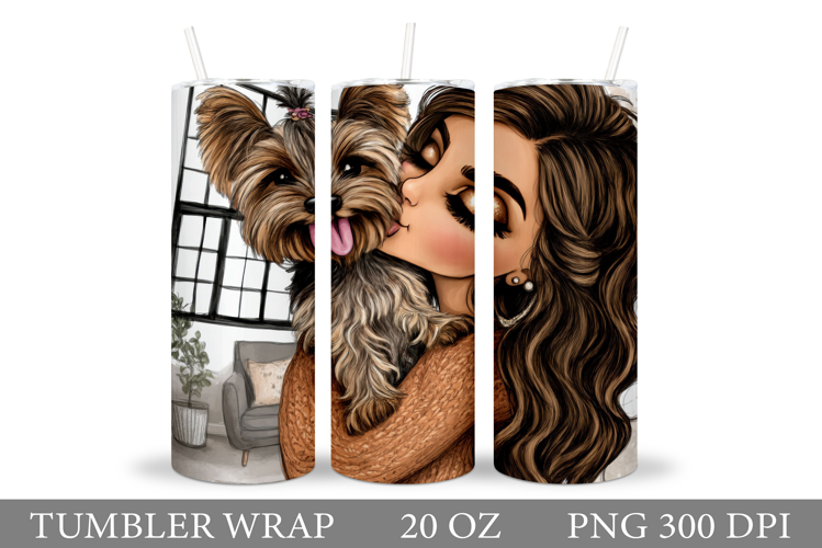 Girl and Dog Tumbler Design. Tumbler Sublimation