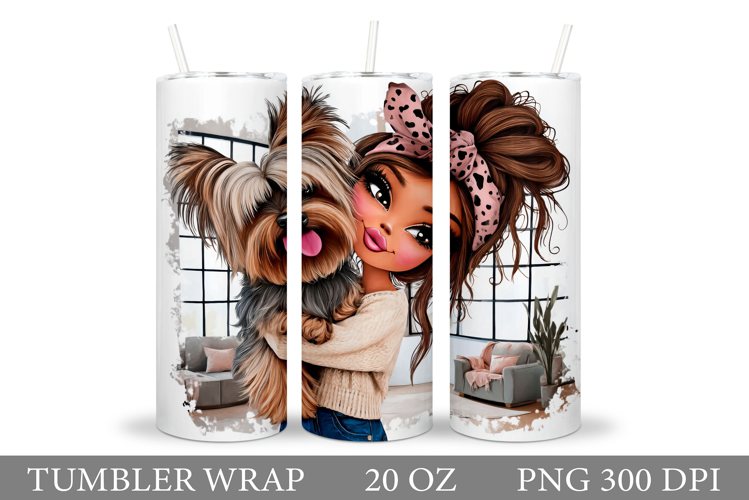 Girl and Dog Tumbler Design. Tumbler Sublimation