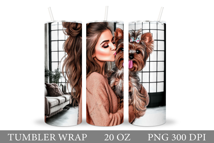 Girl and Dog Tumbler Design. Tumbler Sublimation