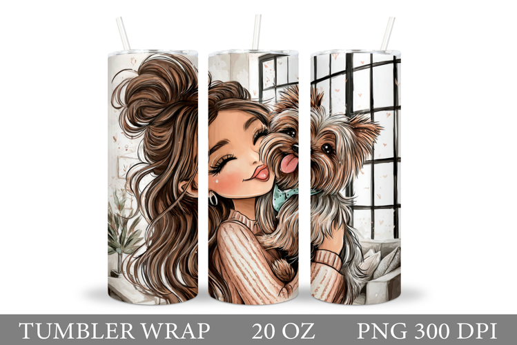 Girl and Dog Tumbler Design. Tumbler Sublimation